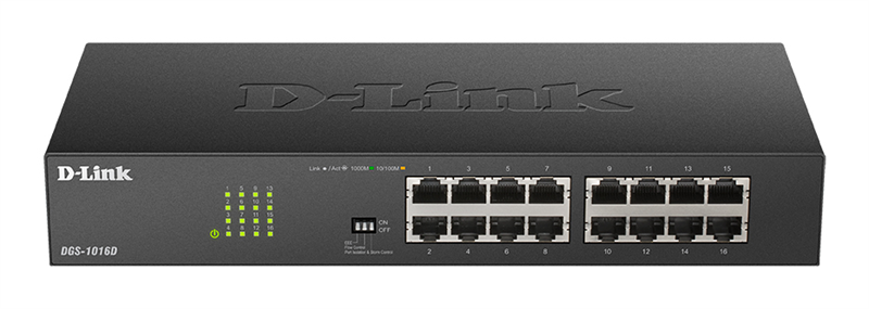 Коммутатор D-Link Неуправляемый коммутатор, 16x1000Base-T, DIP-переключатель, защита от статического электричества до 1 кВ